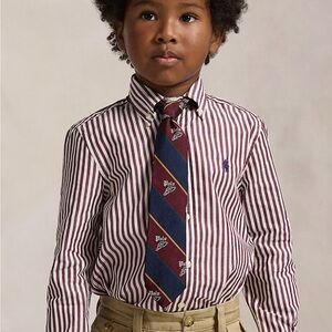 Ralph Lauren Boy striped cotton poplin striped red and white boy shirt